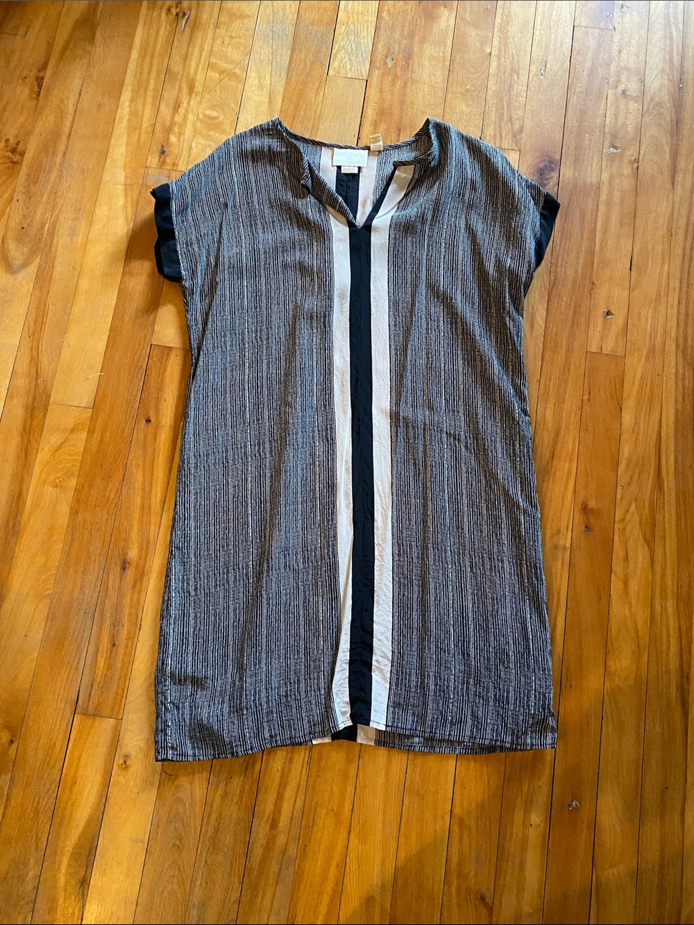 Cynthia Rowley Black & White Striped Short-Sleeve Tunic